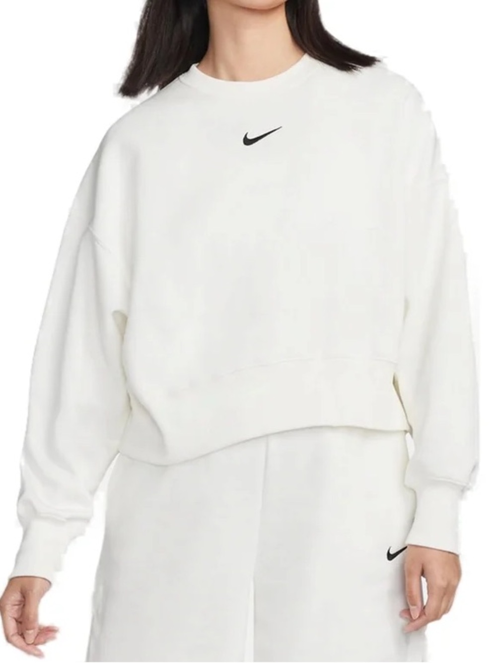 Nike Sportswear Women’s Oversized Fleece Crewneck Sweatshirt Sail White Size M